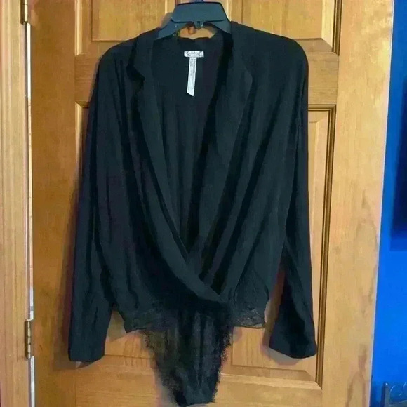 Free People Intimately Elsa black bodysuit with lace bottom. Size XS - Picture 1 of 8